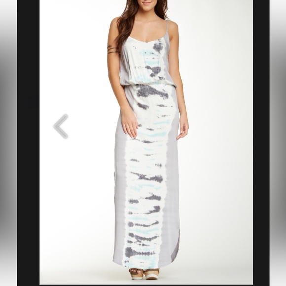 Young Fabulous & Broke Dresses & Skirts - Young Fabulous and Broke Grey Tie Dye Side Slit Maxi Dress Rayon Size Small